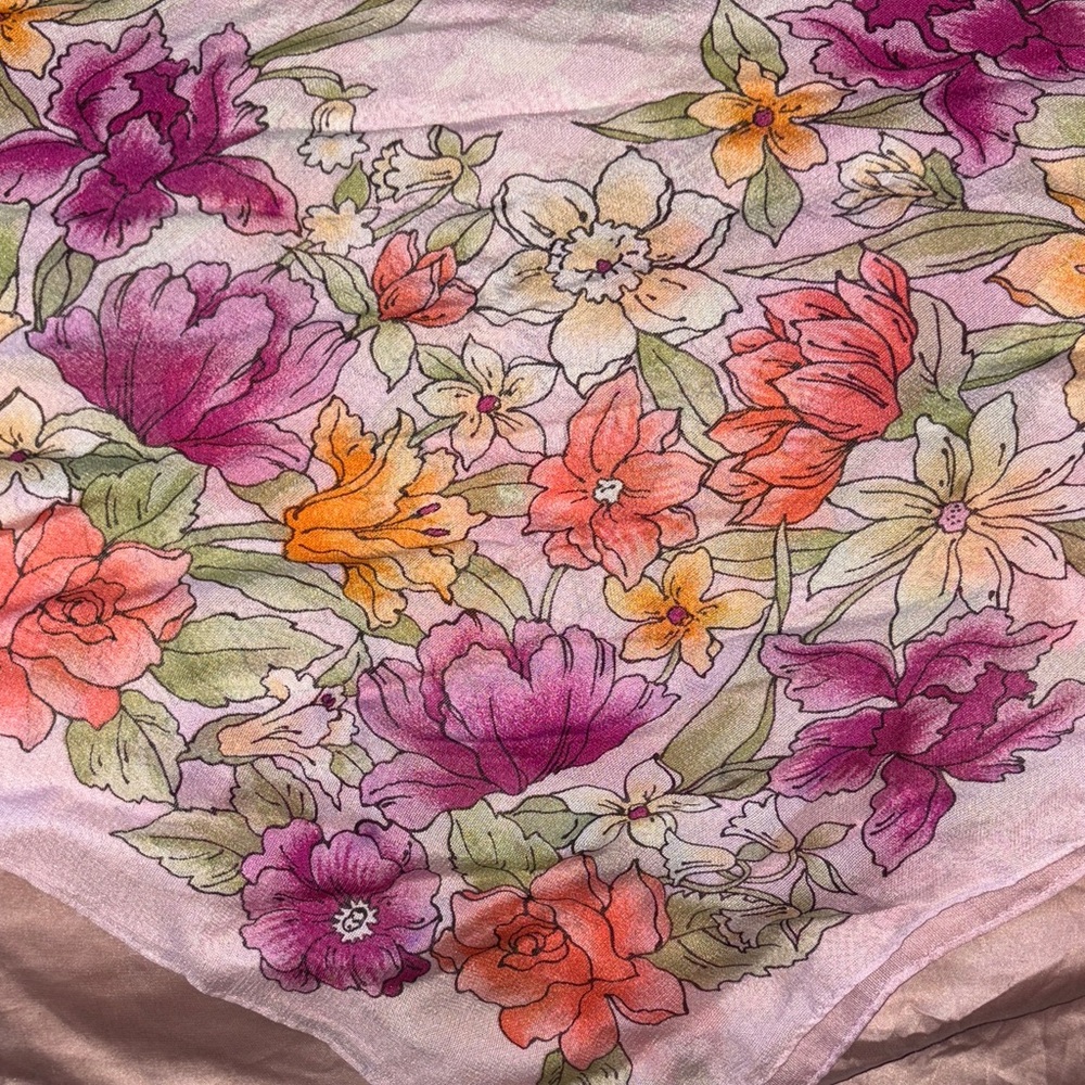 Floral Scarf in Pink and Orange